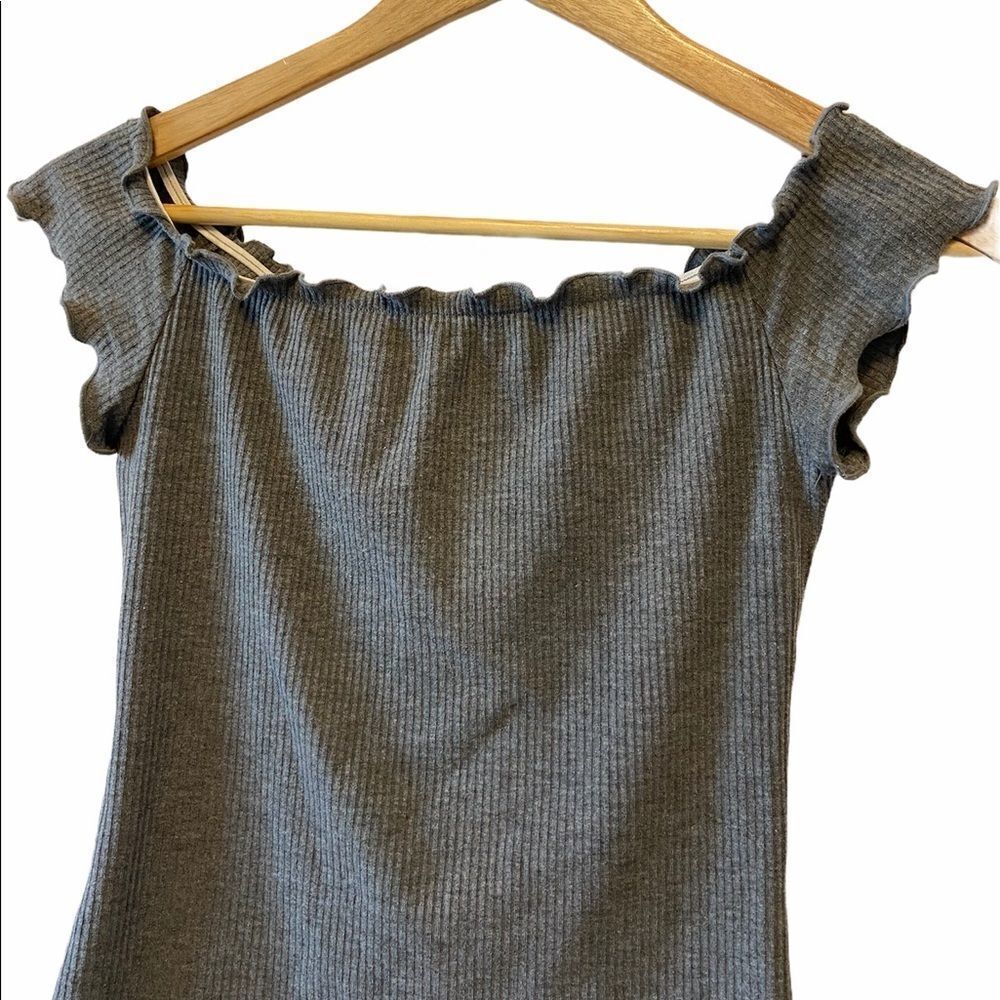 NWOTâREBEL SUGARÂ Grey Cropped RibbedâTop XS - Picture 7 of 7